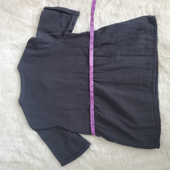 Dark Grey Soft Twil Laceup Peplum Hem Top - Picture 8 of 10